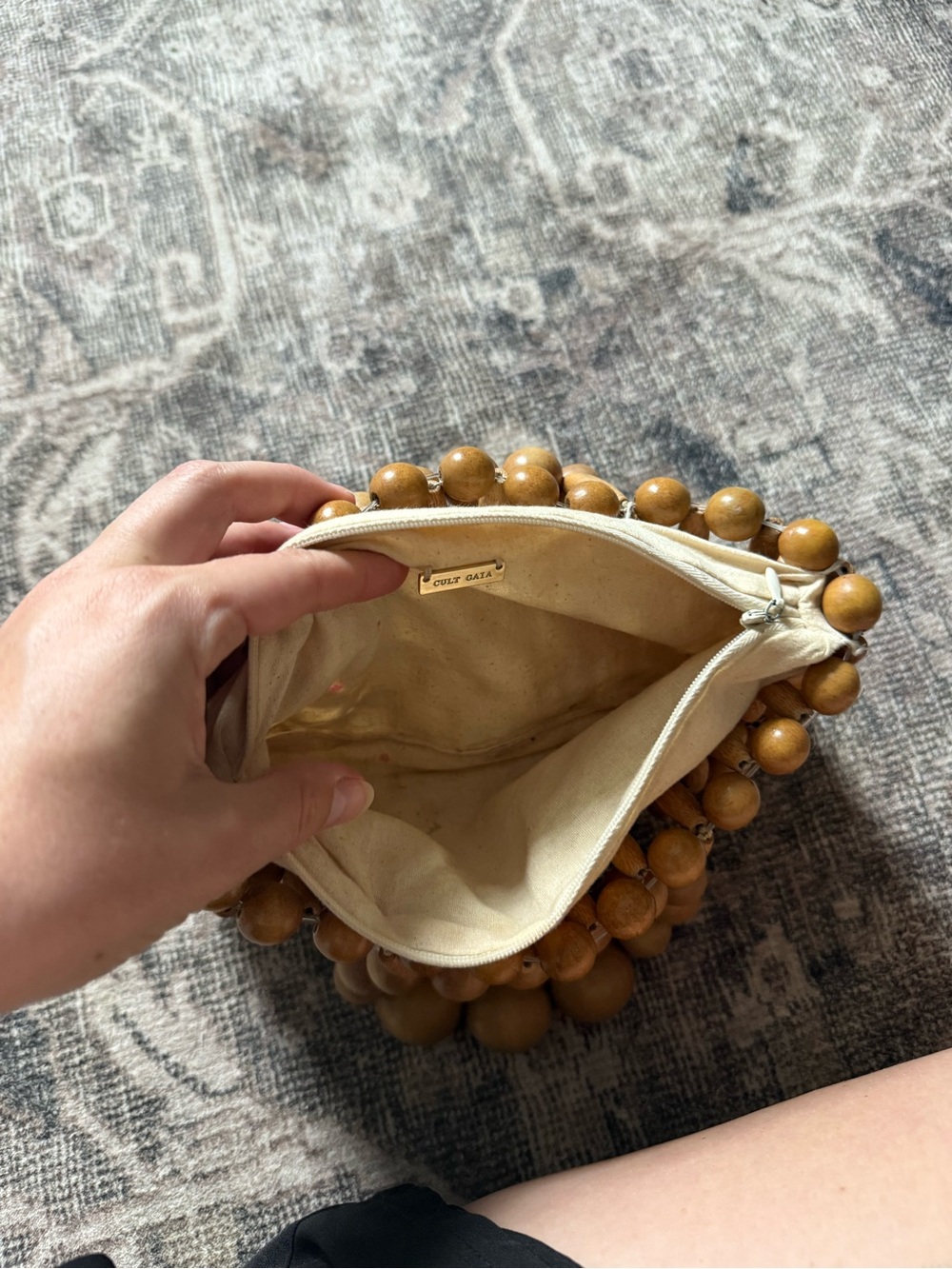 cult gaia Wooden Bead Mini Bag in Natural Brown - Picture 5 of 5